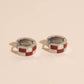 9mm Block Checkered Super Chunky Huggie Hoop Earrings