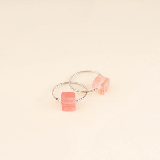 Blush Bead Huggie Hoop Charms