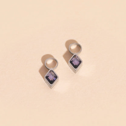 February Birthstone Huggie Hoop Charms