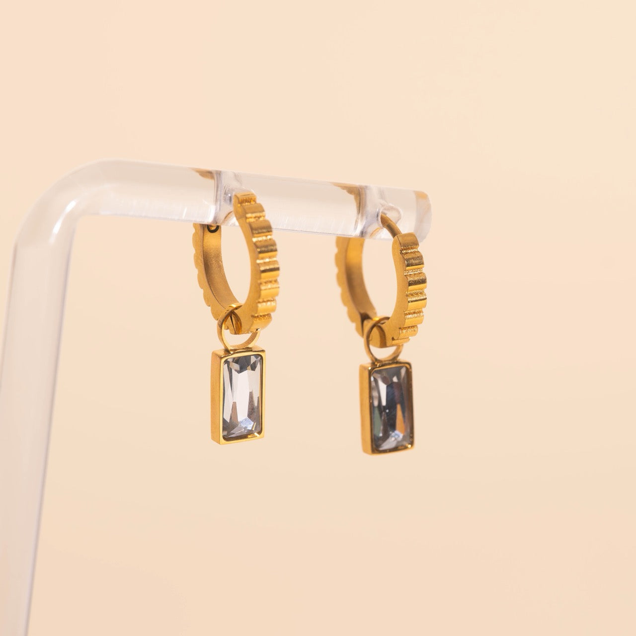 April Birthstone Huggie Hoop Charms