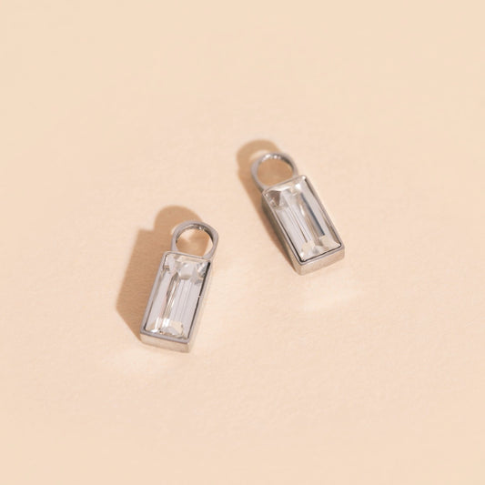 April Birthstone Huggie Hoop Charms