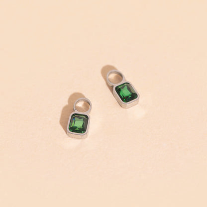 May Birthstone Huggie Hoop Charms