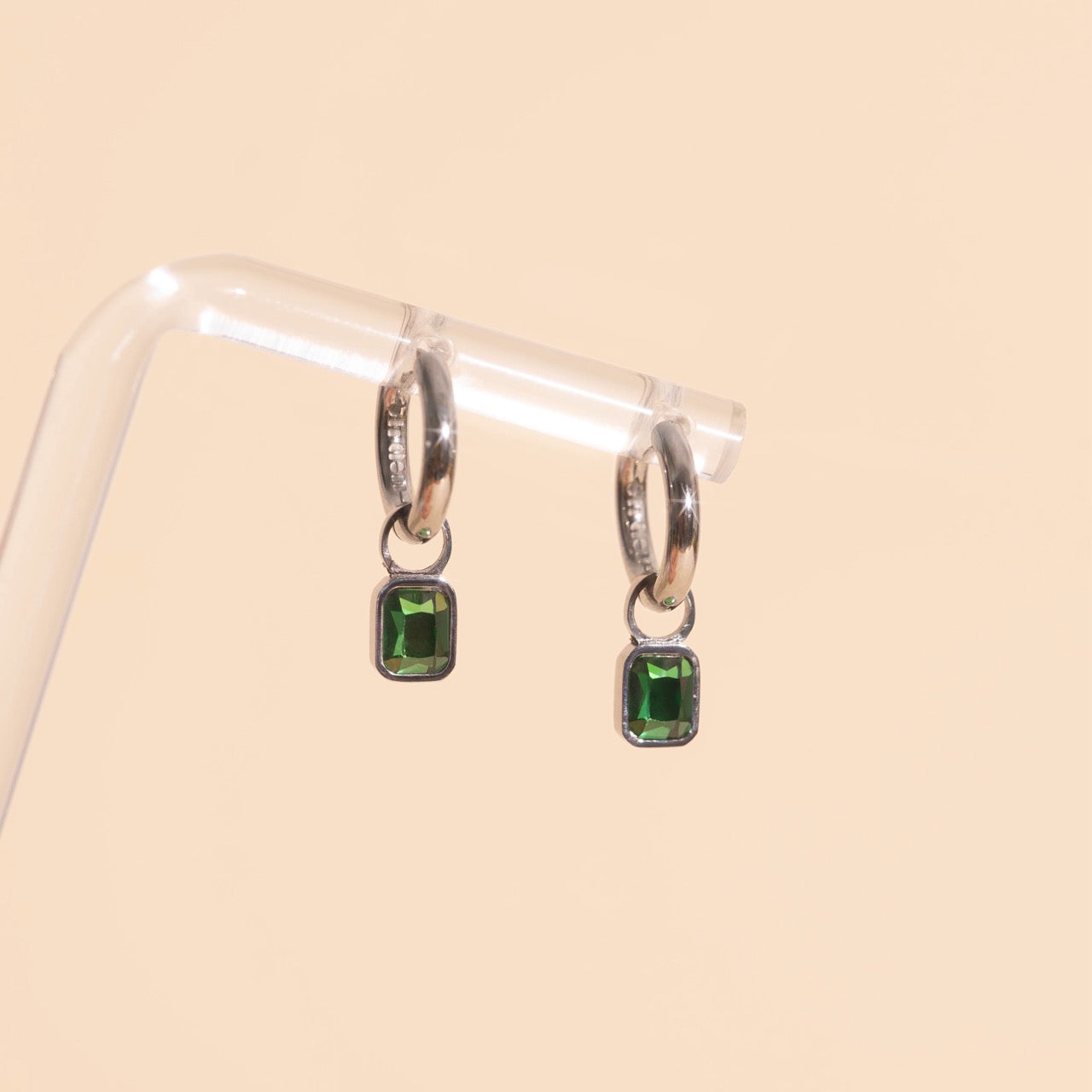 May Birthstone Huggie Hoop Charms