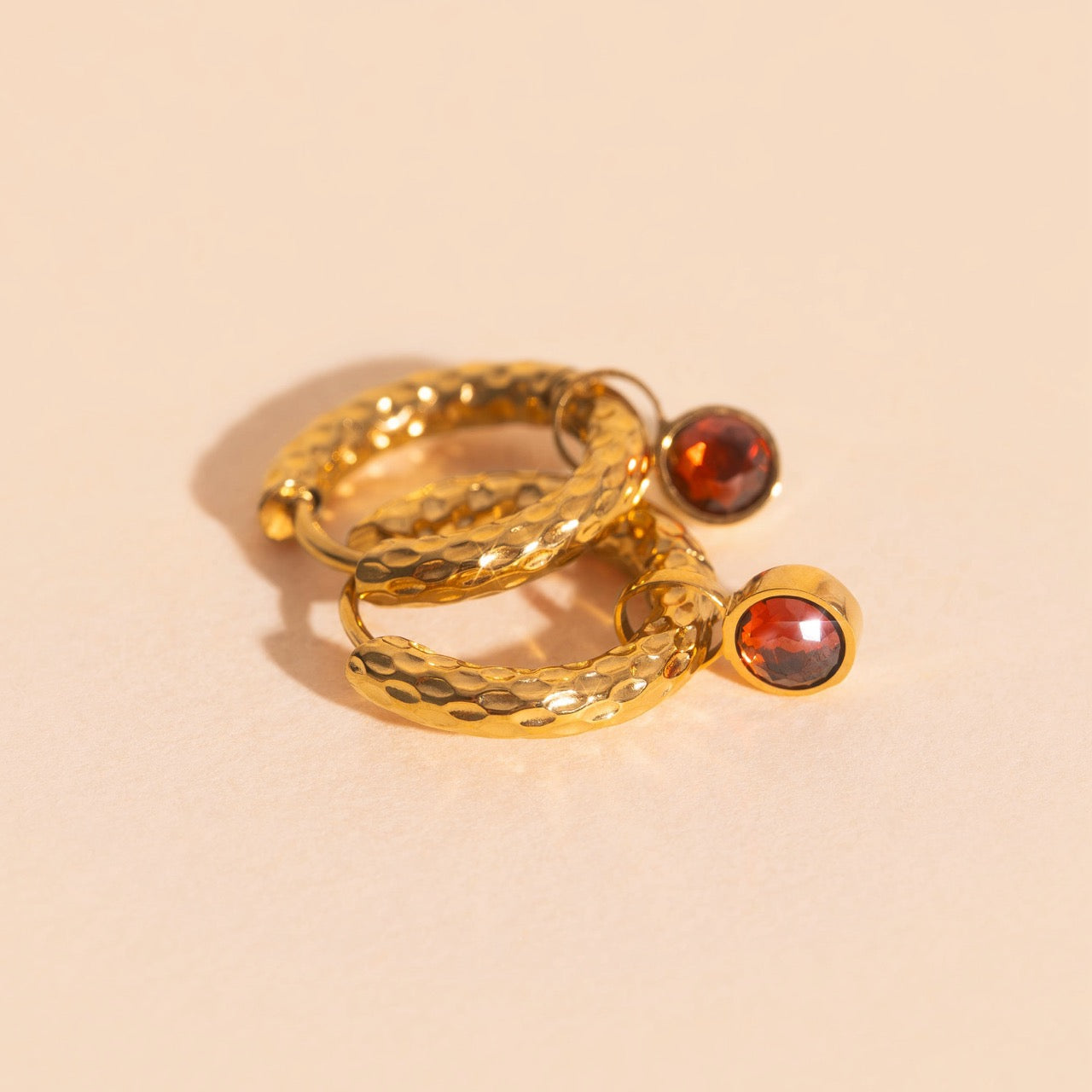 January Birthstone Huggie Hoop Charms