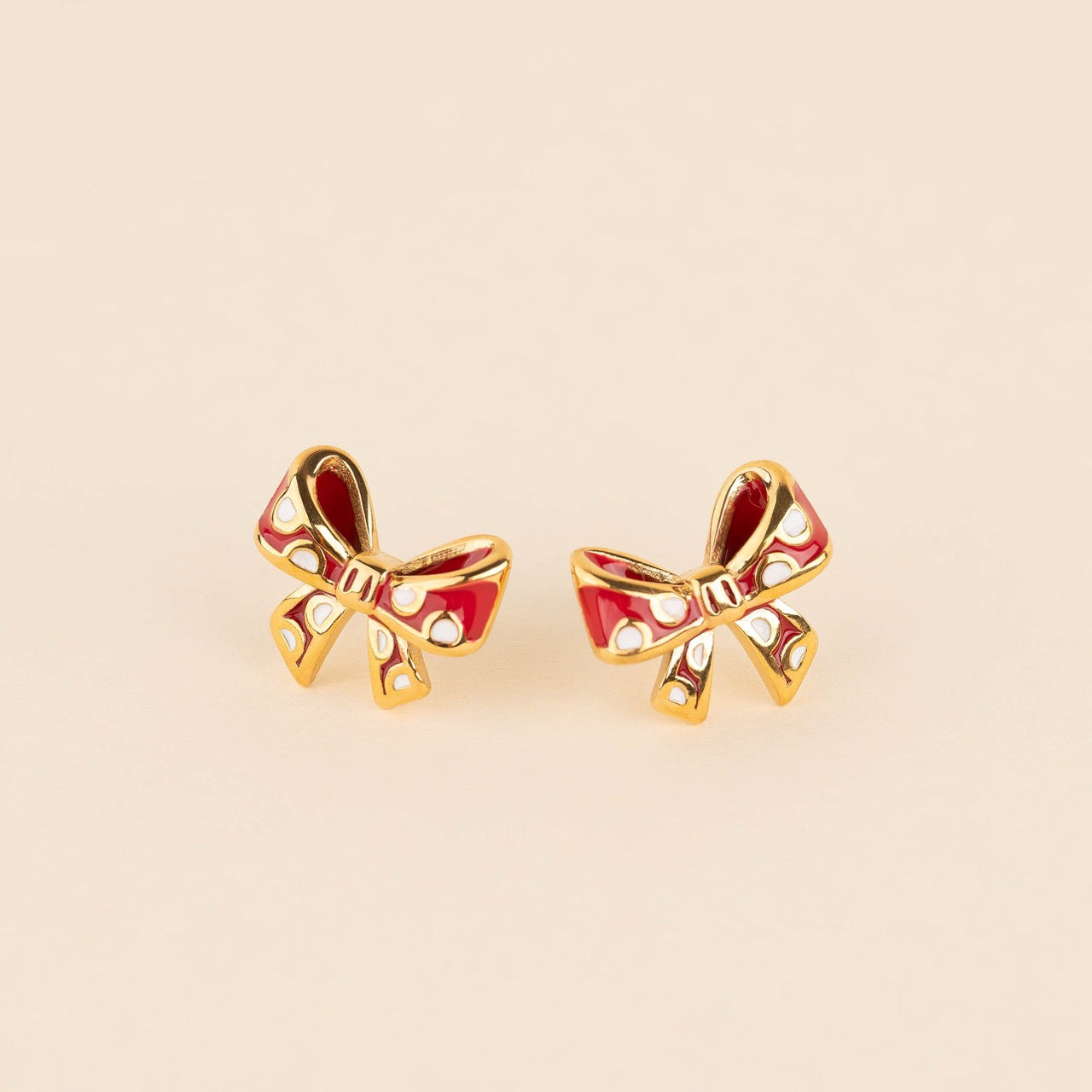 Polka Dot Bow Stud Earrings