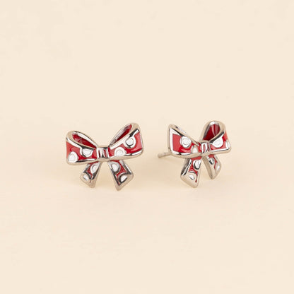 Polka Dot Bow Stud Earrings