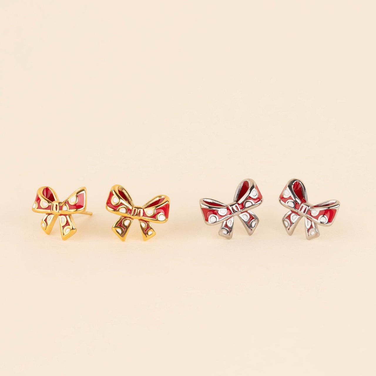 Polka Dot Bow Stud Earrings