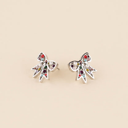 Gem Bow Stud Earrings