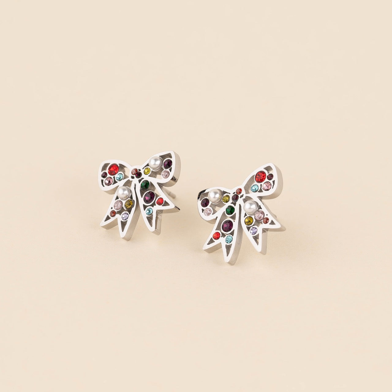 Gem Bow Stud Earrings