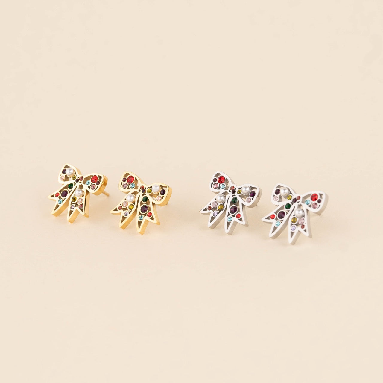 Gem Bow Stud Earrings