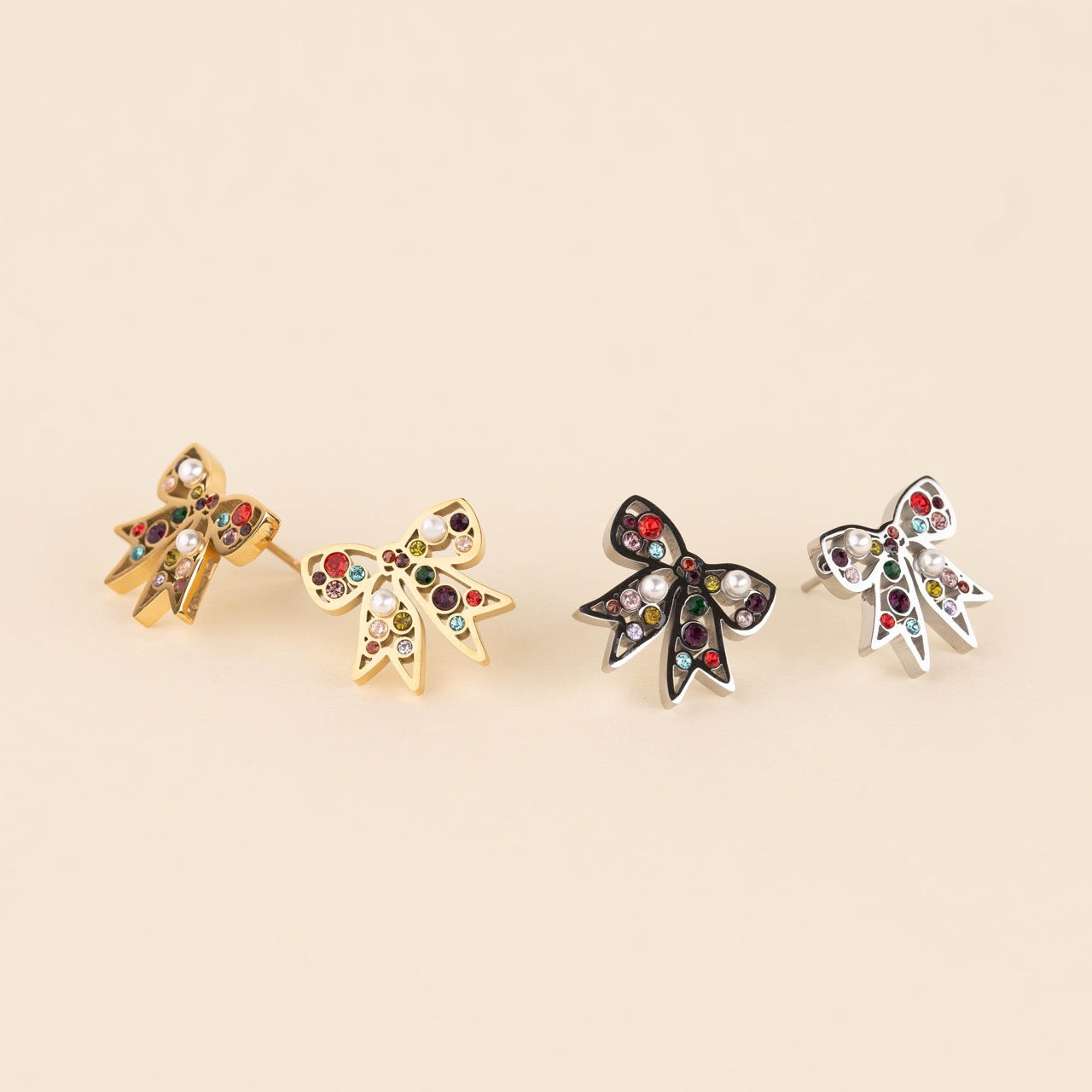 Gem Bow Stud Earrings