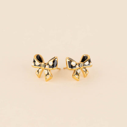 Polka Dot Bow Stud Earrings