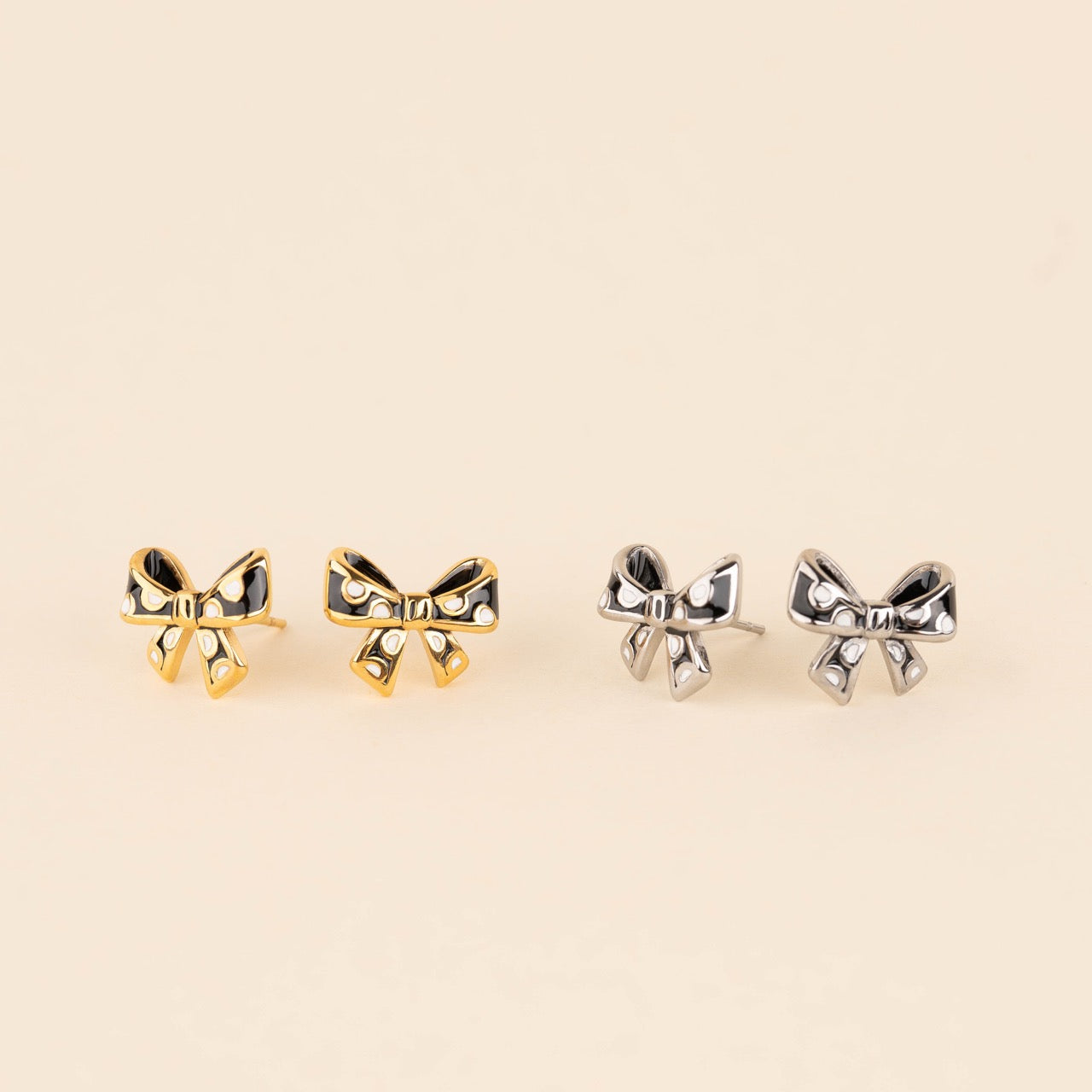 Polka Dot Bow Stud Earrings