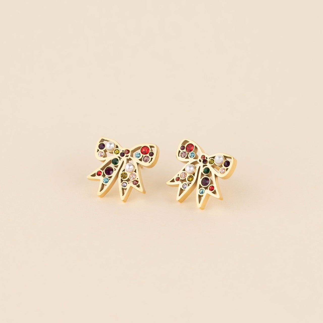 Gem Bow Stud Earrings