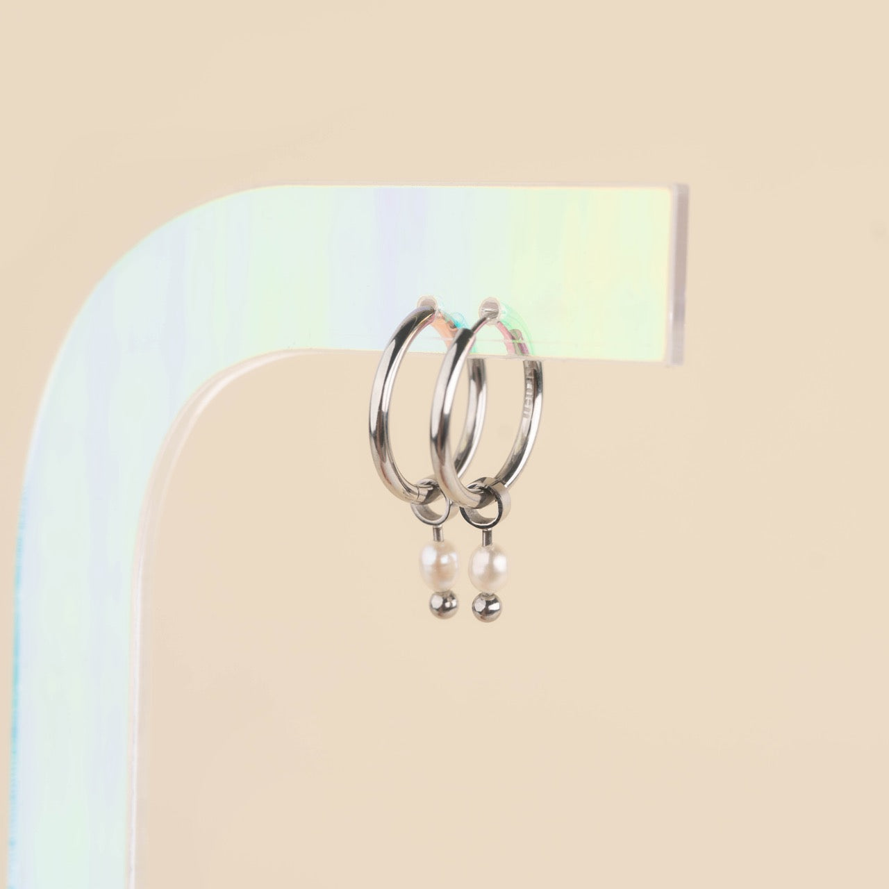 Mini Natural Pearl Huggie Hoop Charms