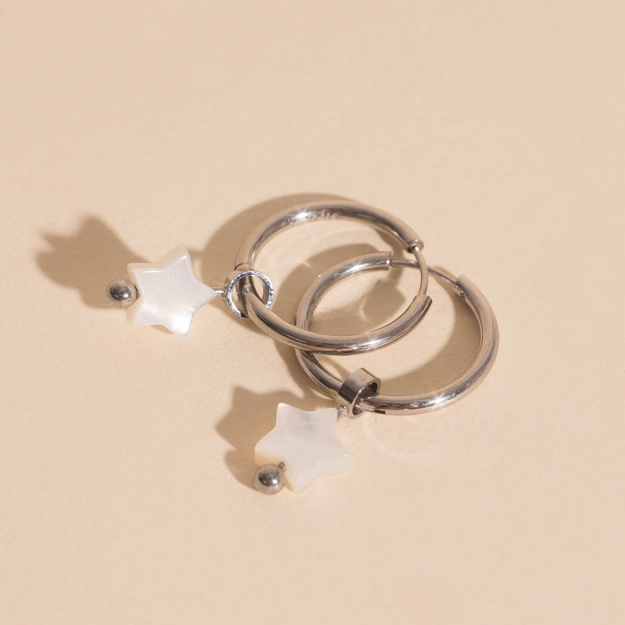 Iridescent Bead Star Huggie Hoop Charms