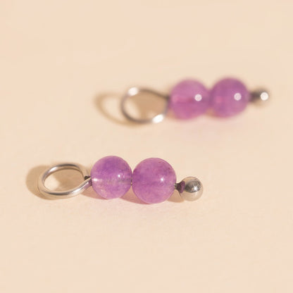 Lavender Bead Drop Huggie Hoop Charms