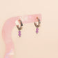 Lavender Bead Drop Huggie Hoop Charms