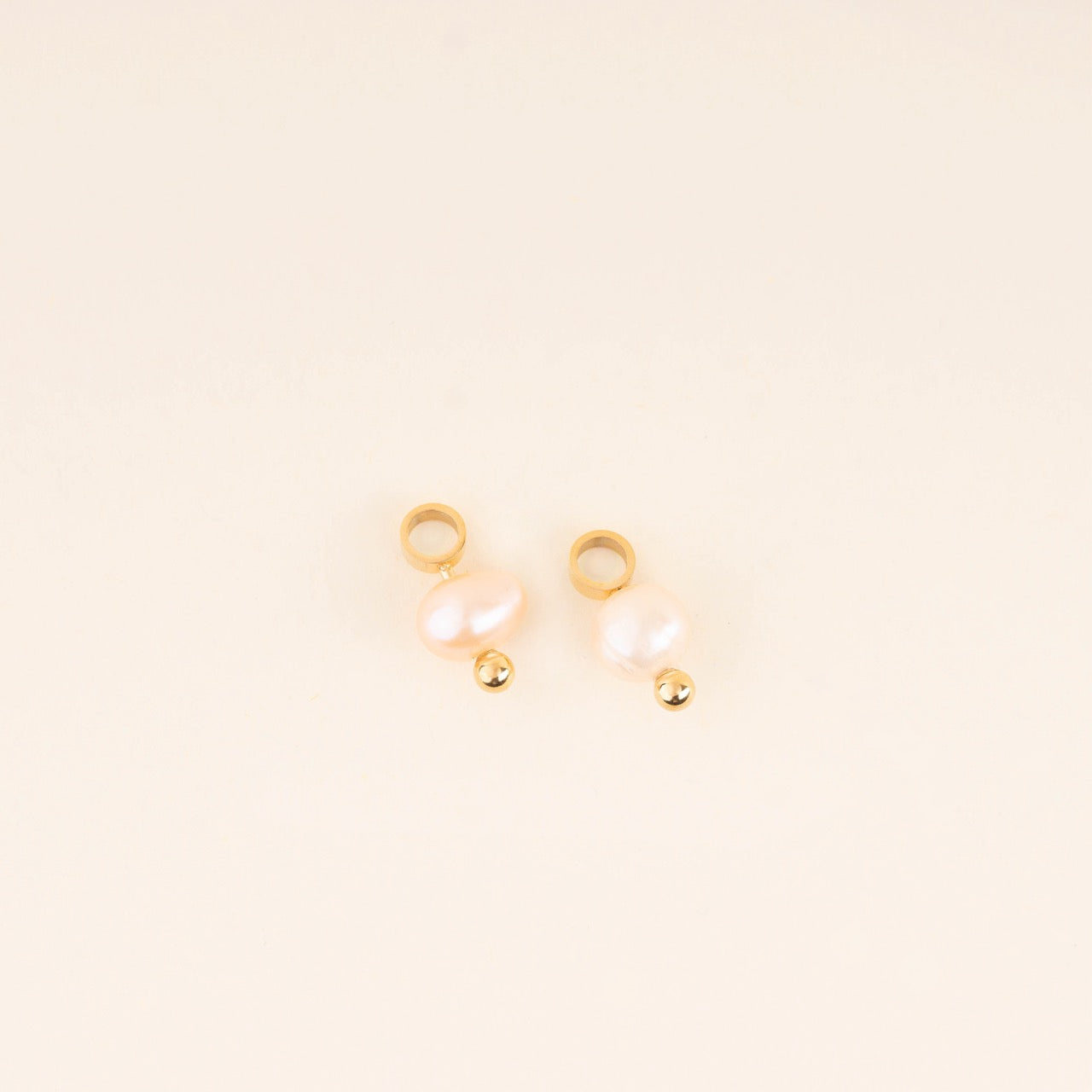 Natural Pearl Huggie Hoop Charms