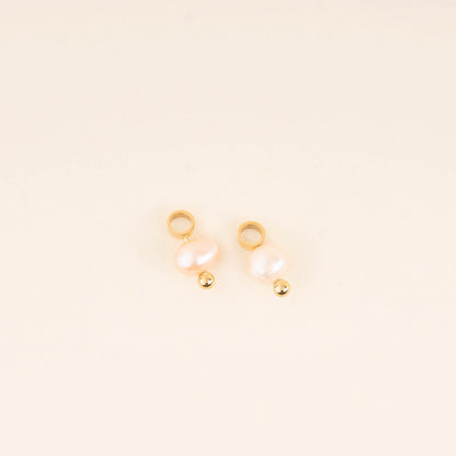 Natural Pearl Huggie Hoop Charms