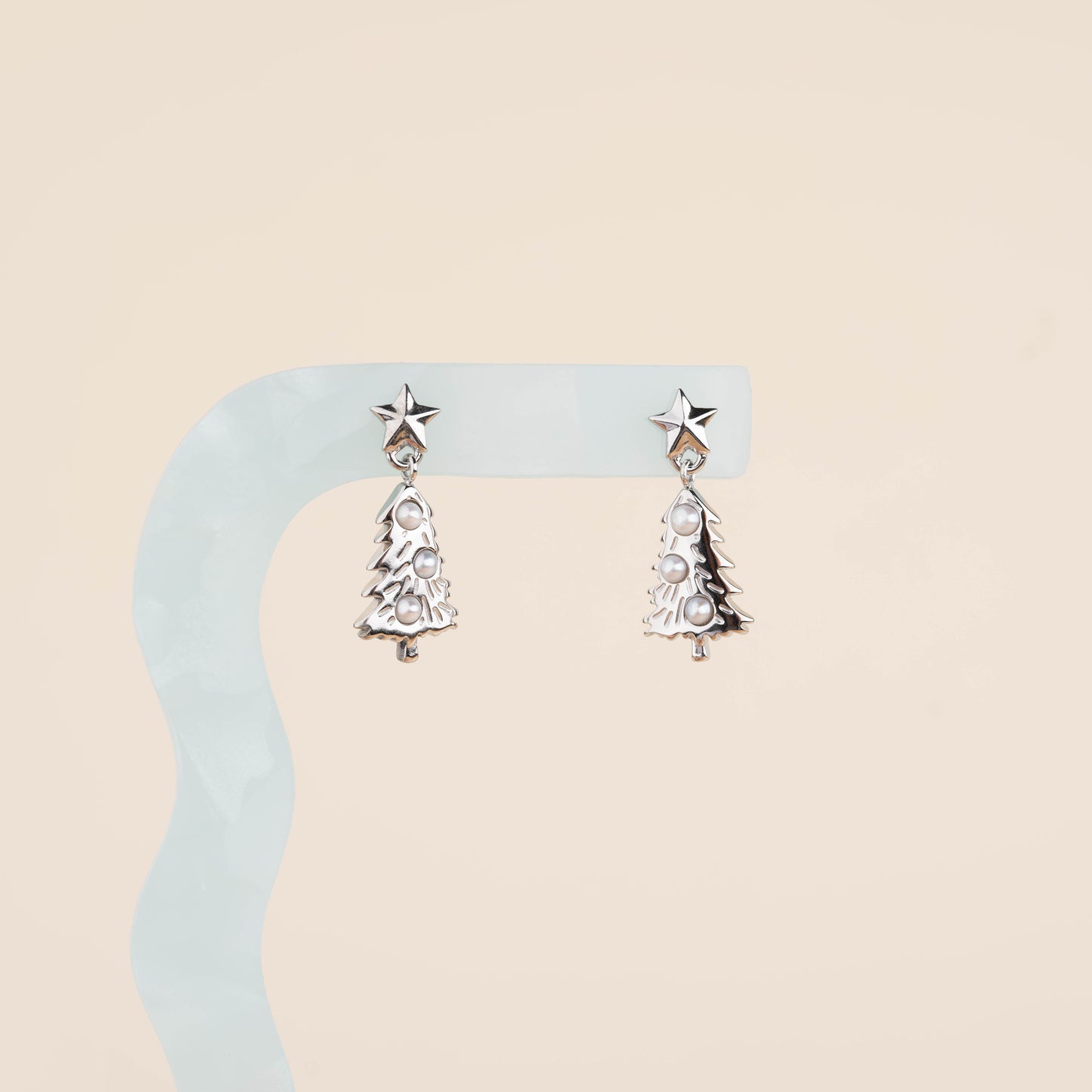 Pearl Christmas Tree Stud Earrings