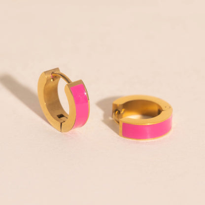 Color Chunky Huggie Hoop Earrings