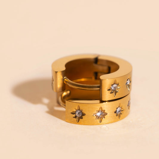 Starburst Chunky Huggie Hoop Earrings