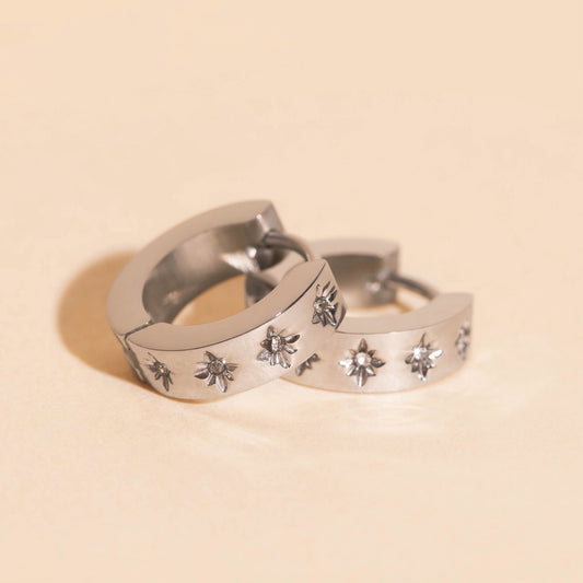 Starburst Chunky Huggie Hoop Earrings