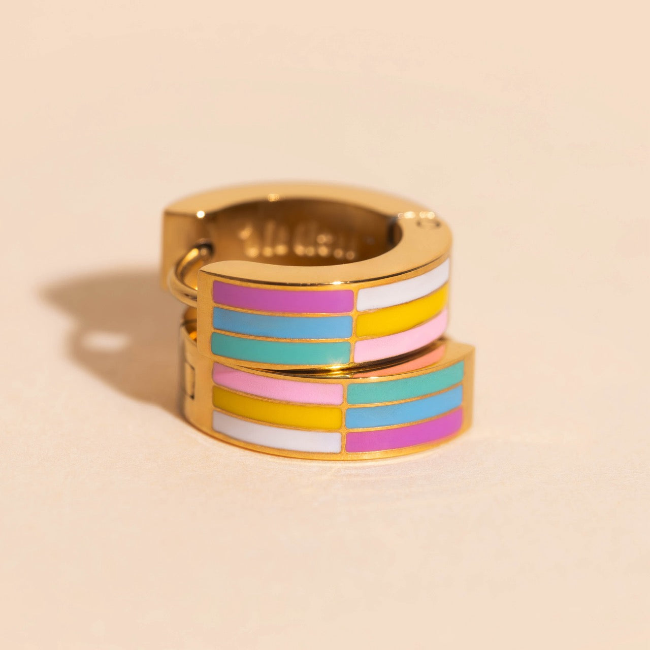 Rainbow Chunky Huggie Hoop Earrings