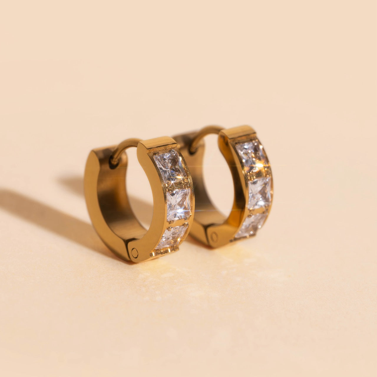 Crystal Chunky Huggie Hoop Earrings