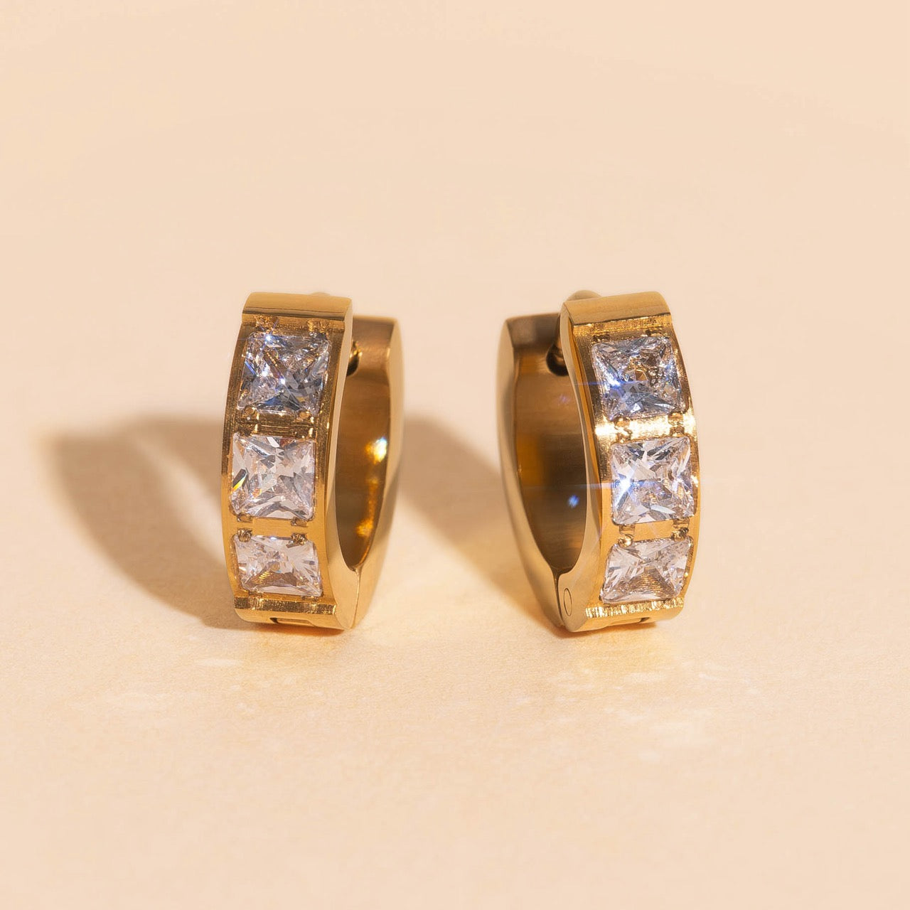 Crystal Chunky Huggie Hoop Earrings