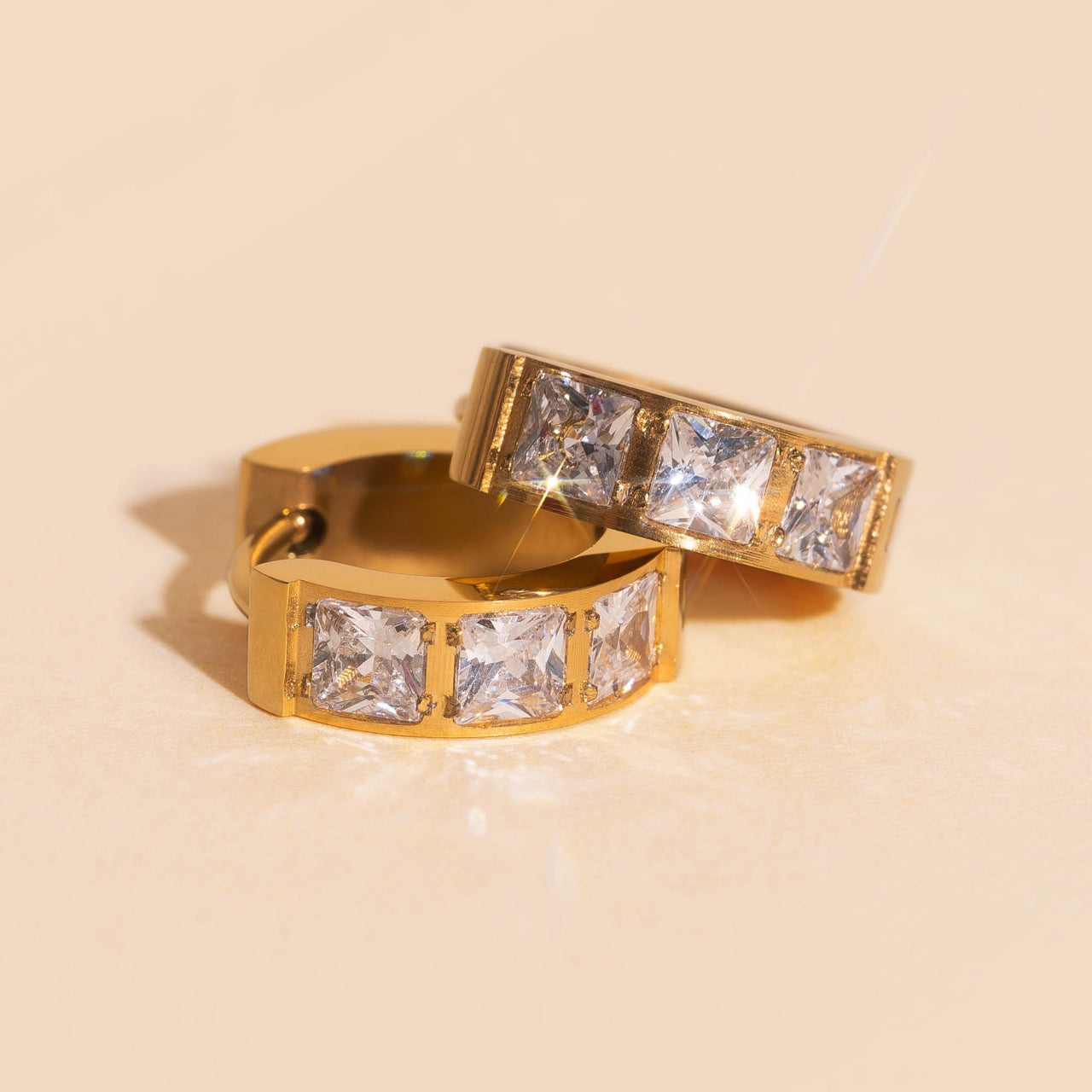 Crystal Chunky Huggie Hoop Earrings