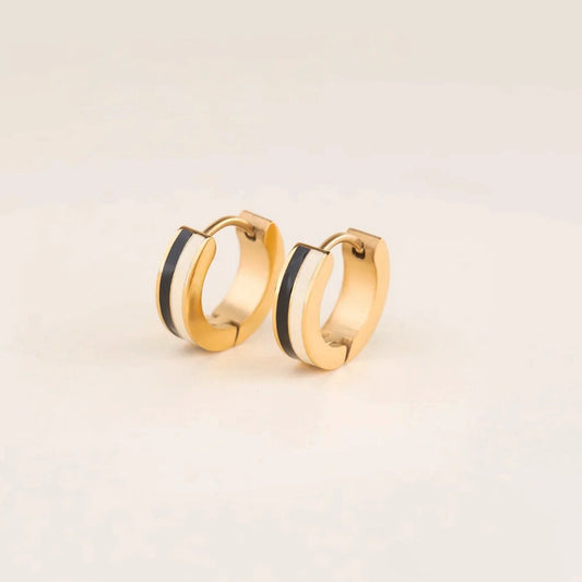 Striped Chunky Huggie Hoop Earrings