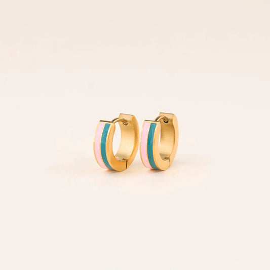 Striped Chunky Huggie Hoop Earrings