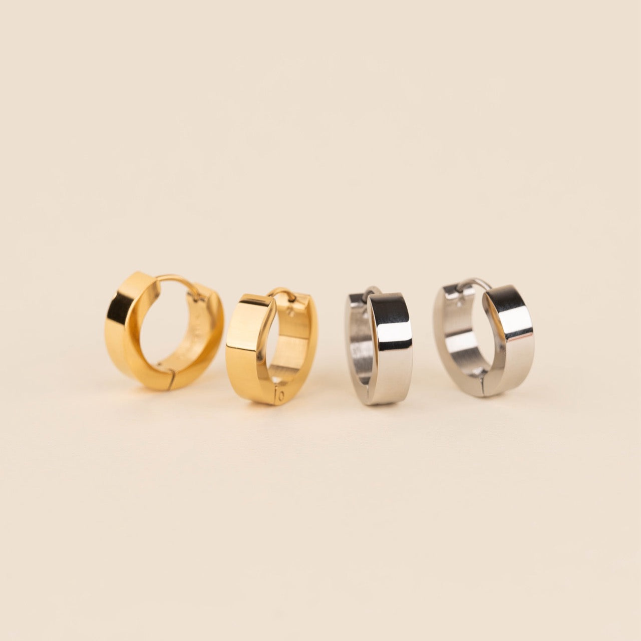 Smooth Chunky Huggie Hoop Earrings