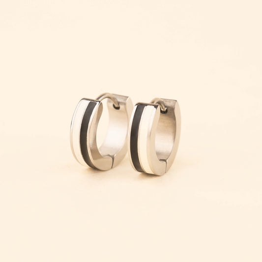 Team Spirit Striped Chunky Huggie Hoop Earrings
