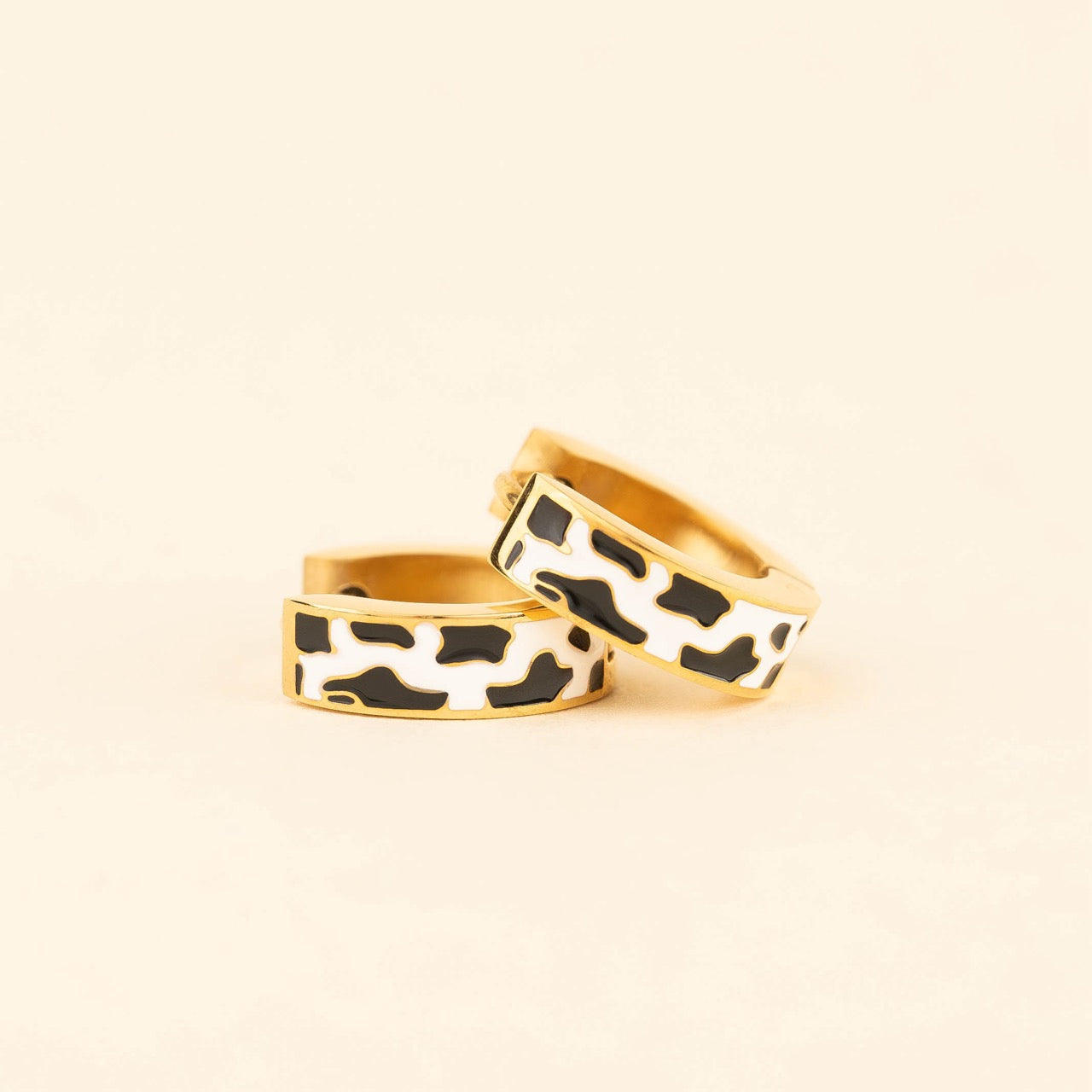 Cow-print Chunky Huggie Hoop Earrings