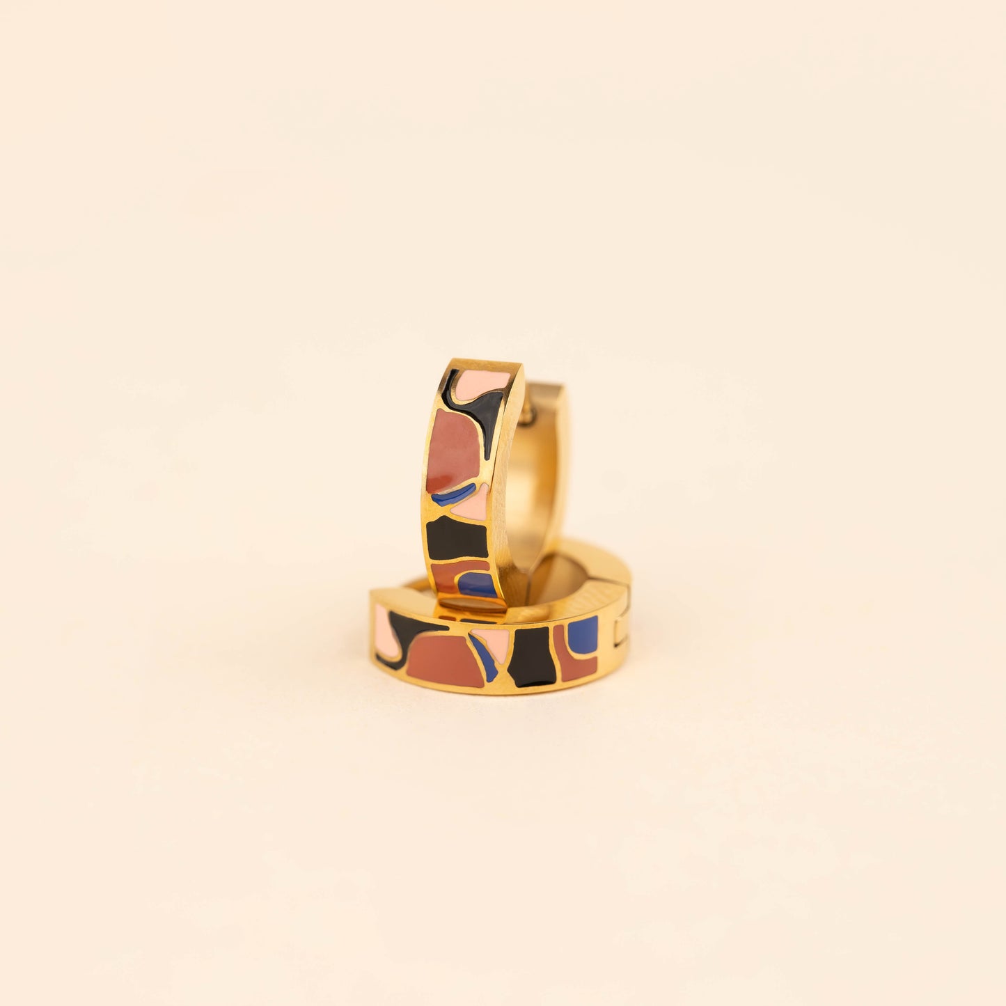 Abstract Chunky Huggie Hoop Earrings