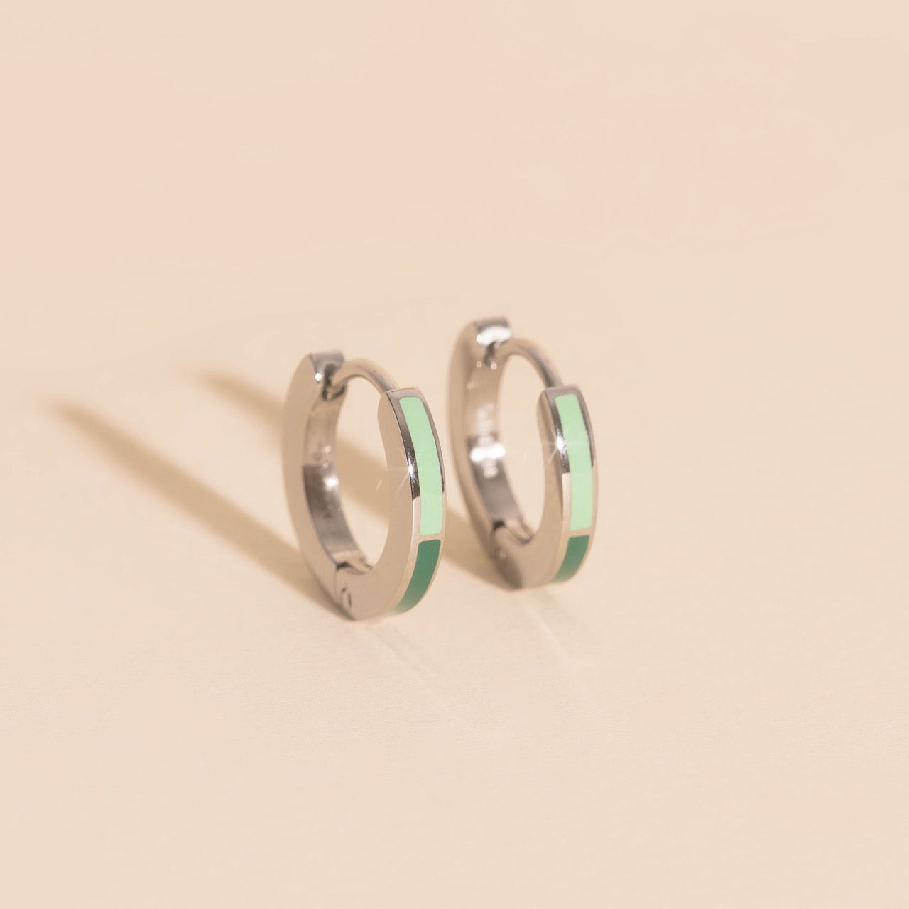 Split Color Huggie Hoop Earrings