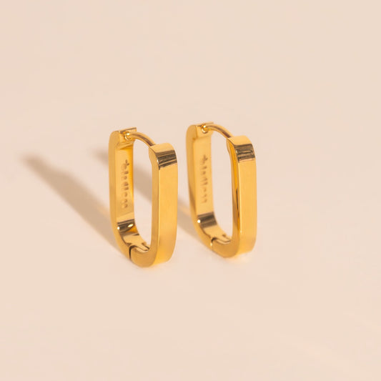 Titanium Smooth Oblong Huggie Hoop Earrings