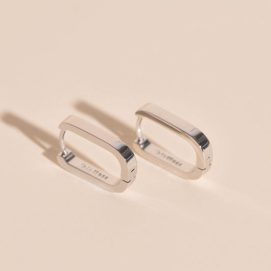 Titanium Smooth Oblong Huggie Hoop Earrings