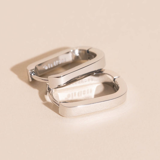 Titanium Smooth Oblong Huggie Hoop Earrings