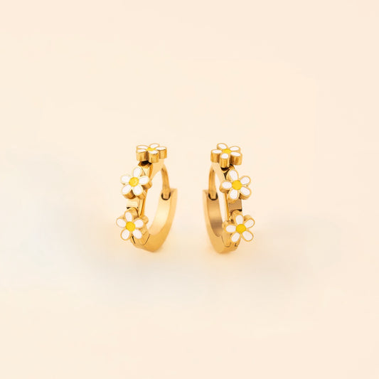 Daisy 3D Huggie Hoop Earrings