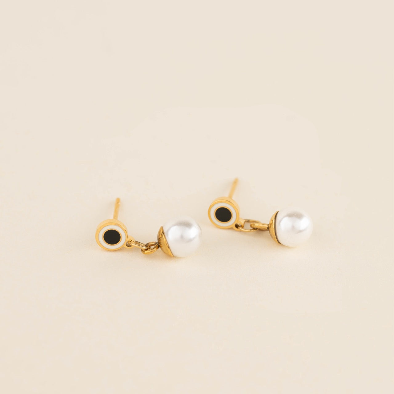 Dot Pearl Drop Stud Earrings