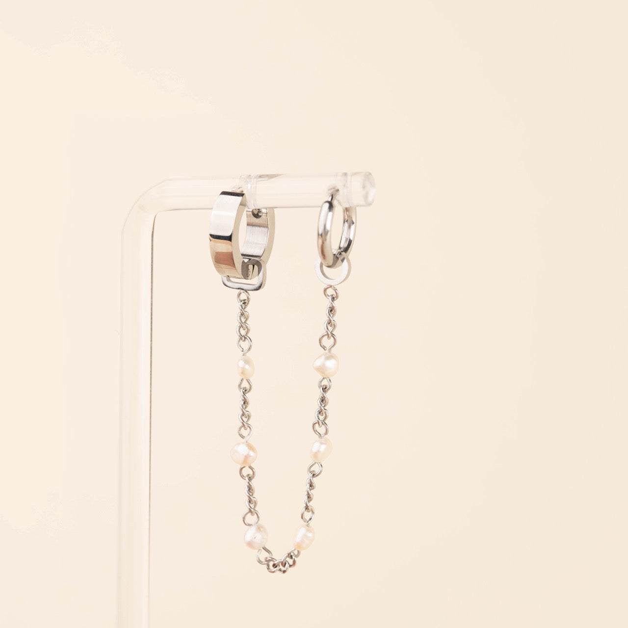 Pearl Chain Huggie Hoop Chains