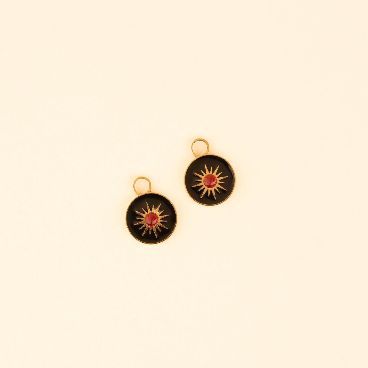 Amber Sunburst Huggie Hoop Charms