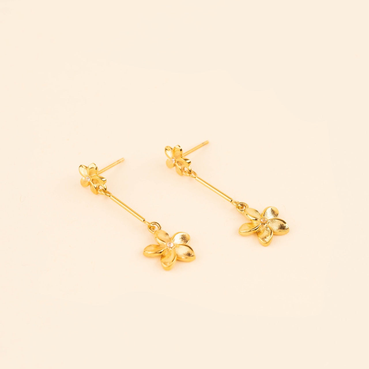 Plumeria Dangle Stud Earrings