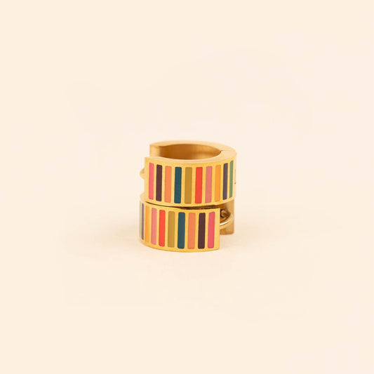 Striped Super Chunky Huggie Hoop Earrings