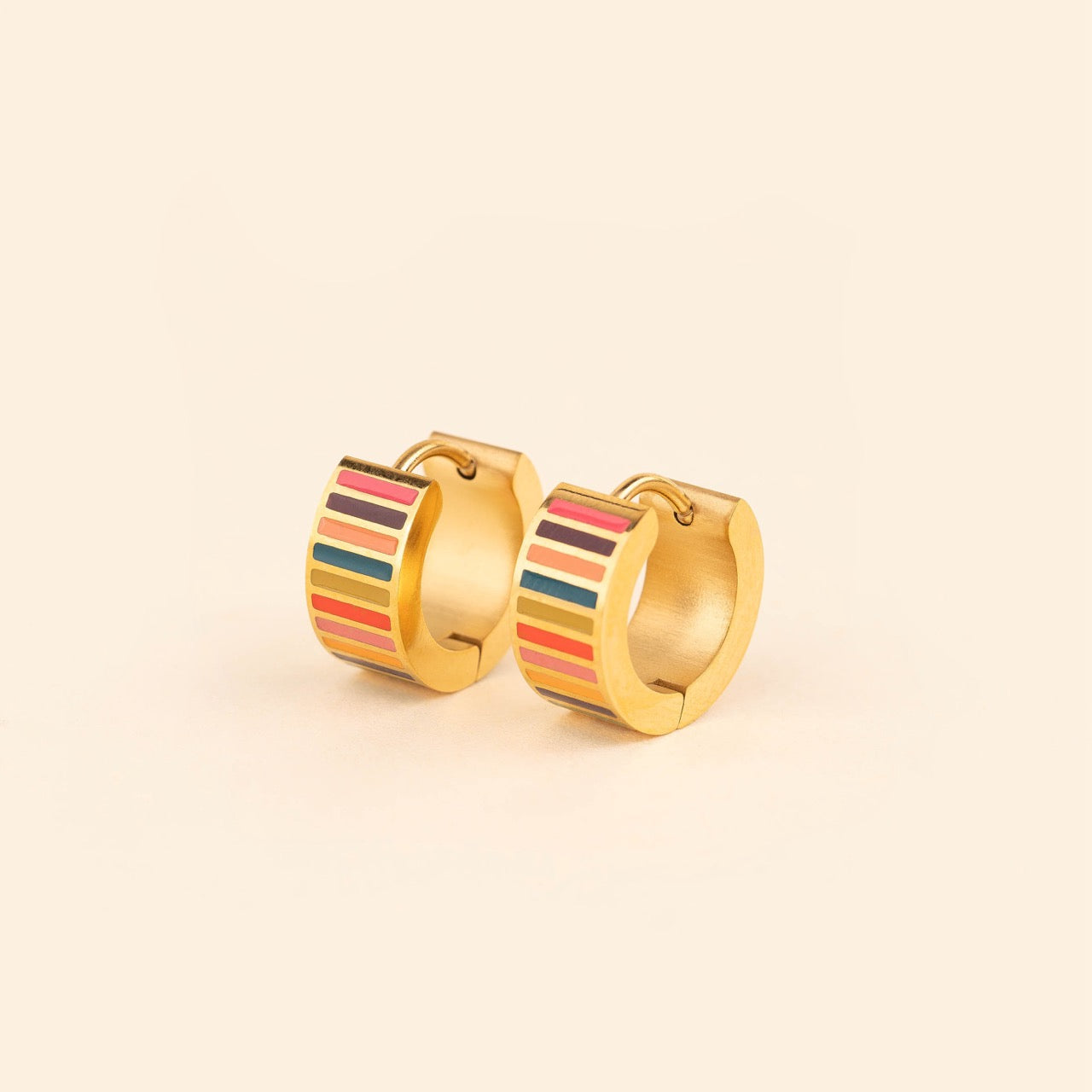 Striped Super Chunky Huggie Hoop Earrings