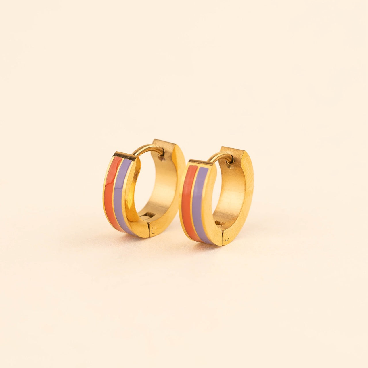 Striped Chunky Huggie Hoop Earrings